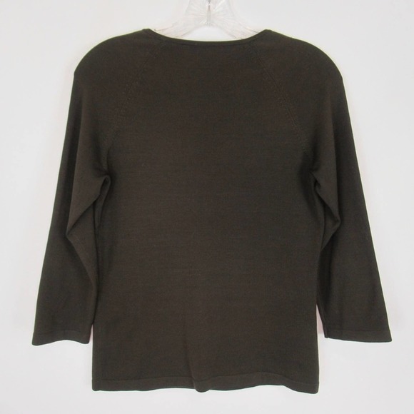 CARLISLE Brown Silk Blend Scoop Neck 3/4 Sleeve Knit Top Tee Womens Size Small - Picture 5 of 11
